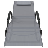 Rocking Sun Lounger Grey Steel and Textilene - Side View