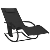Rocking Sun Lounger Black Steel and Textilene - Front View