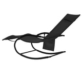 Rocking Sun Lounger Black Steel and Textilene - 45-Degree Angle