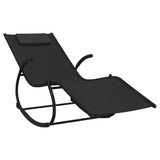Rocking Sun Loungers 2 pcs Black Steel and Textilene - Side View