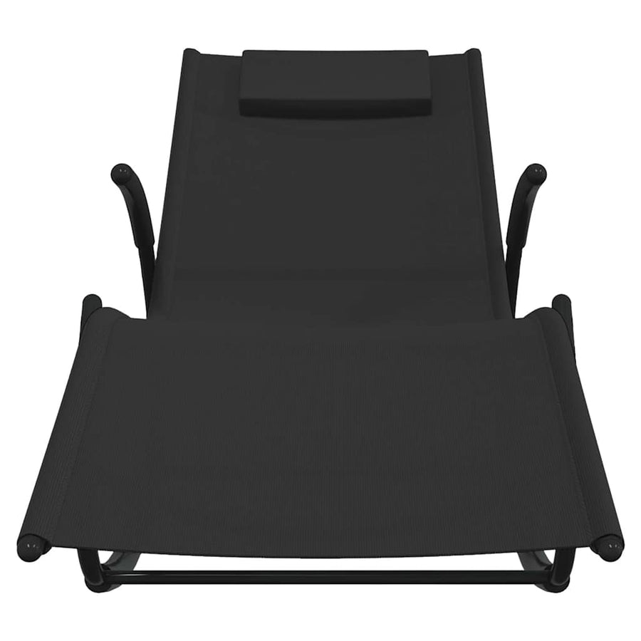 Rocking Sun Loungers 2 pcs Black Steel and Textilene
