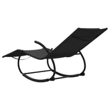 Rocking Sun Loungers 2 pcs Black Steel and Textilene - Rear View