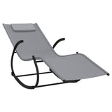 Rocking Sun Loungers 2 pcs Grey Steel and Textilene - Side View