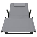 Rocking Sun Loungers 2 pcs Grey Steel and Textilene - Top-Down View