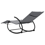 Rocking Sun Loungers 2 pcs Grey Steel and Textilene - Rear View