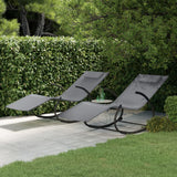 Rocking Sun Loungers 2 pcs Grey Steel and Textilene