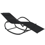 Rocking Sun Loungers 2 pcs Black Steel and Textilene - Side View