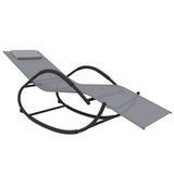 Rocking Sun Loungers 2 pcs Grey Steel and Textilene - Side View