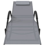Rocking Sun Loungers 2 pcs Grey Steel and Textilene