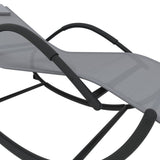 Rocking Sun Loungers 2 pcs Grey Steel and Textilene - Rear View