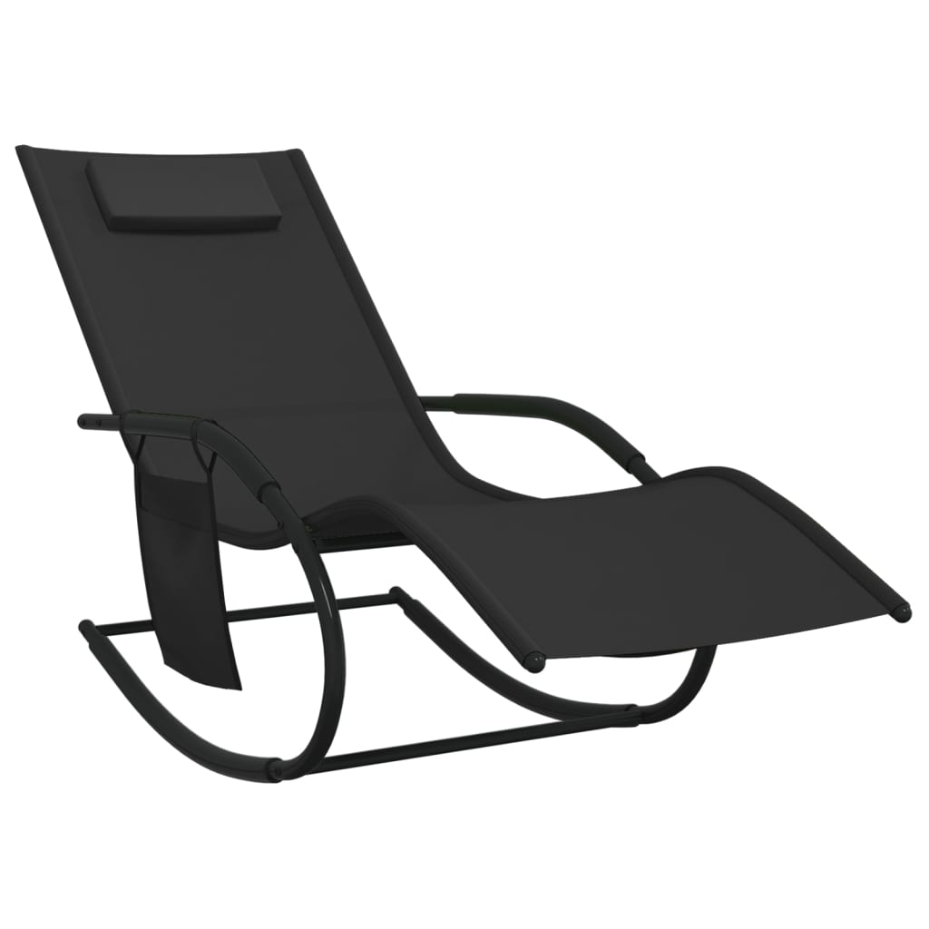 Rocking Sun Loungers 2 pcs Black Steel and Textilene