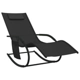 Rocking Sun Loungers 2 pcs Black Steel and Textilene - Side View