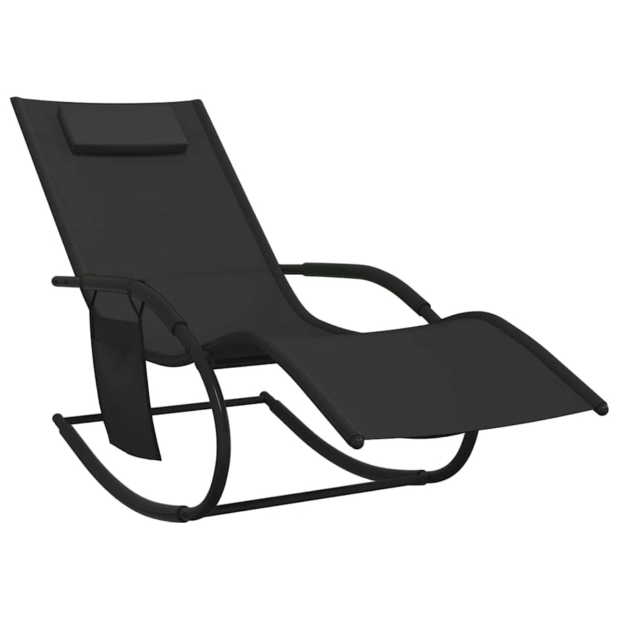 Rocking Sun Loungers 2 pcs Black Steel and Textilene