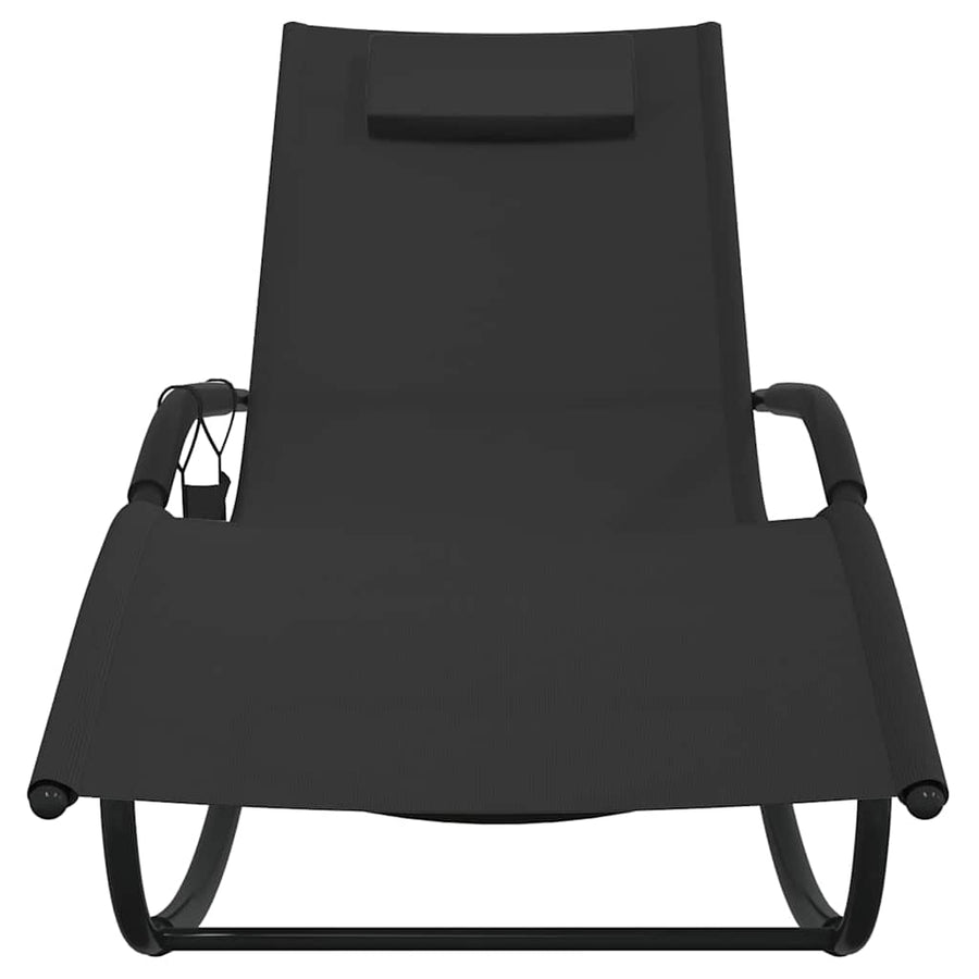 Rocking Sun Loungers 2 pcs Black Steel and Textilene