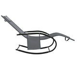 Rocking Sun Loungers 2 pcs Grey Steel and Textilene - 45-Degree Angle