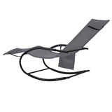 Rocking Sun Loungers 2 pcs Grey Steel and Textilene - Rear View