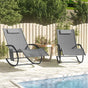 Rocking Sun Loungers 2 pcs Grey Steel and Textilene