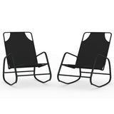 Rocking Sun Loungers 2 pcs Black Steel and Textilene - Front View