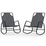 Rocking Sun Loungers 2 pcs Grey Steel and Textilene - Front View