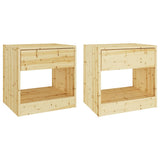 Bedside Cabinets 2 pcs 40x31x40 cm Solid Firwood - Front View