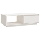Coffee Table White 110x50x33.5 cm Solid Pinewood - Front View