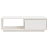 Coffee Table White 110x50x33.5 cm Solid Pinewood - 45-Degree Angle