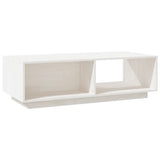 Coffee Table White 110x50x33.5 cm Solid Pinewood - Close-Up Angle