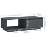 Coffee Table Grey 110x50x33.5 cm Solid Pinewood - Extra Image