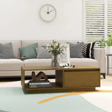 Coffee Table Honey Brown 110x50x33.5 cm Solid Pinewood - Side View