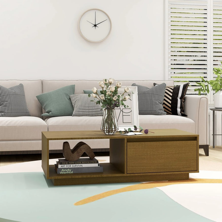 Coffee Table Honey Brown 110x50x33.5 cm Solid Pinewood