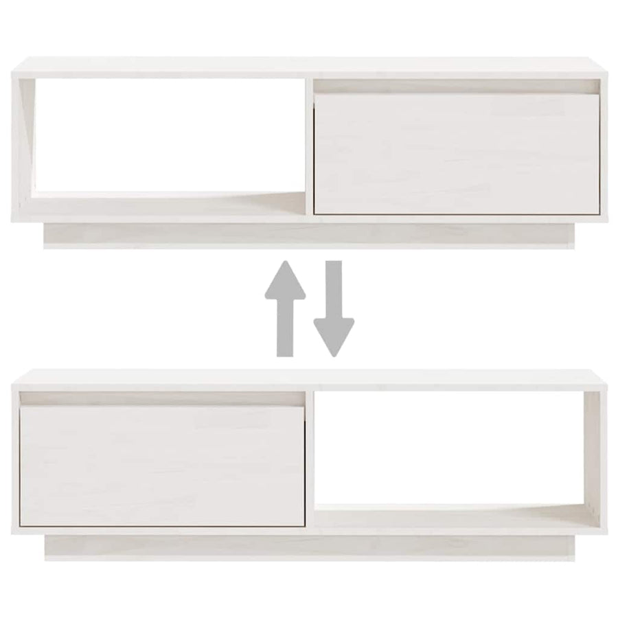 TV Cabinet White 110x30x33.5 cm Solid Pinewood