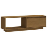 TV Cabinet Honey Brown 110x30x33.5 cm Solid Pinewood - Front View