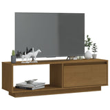 TV Cabinet Honey Brown 110x30x33.5 cm Solid Pinewood - Side View