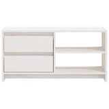 TV Cabinet White 80x31x39 cm Solid Pinewood - 45-Degree Angle