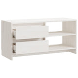 TV Cabinet White 80x31x39 cm Solid Pinewood - Low Angle