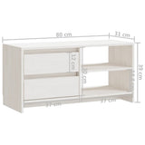 TV Cabinet White 80x31x39 cm Solid Pinewood - Extra Image