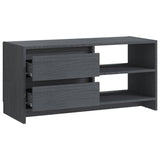 TV Cabinet Grey 80x31x39 cm Solid Pinewood - Low Angle