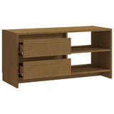 TV Cabinet Honey Brown 80x31x39 cm Solid Pinewood - Low Angle