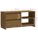 TV Cabinet Honey Brown 80x31x39 cm Solid Pinewood - Extra Image