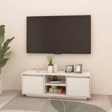 TV Cabinet White 110x30x40 cm Solid Pinewood - Side View