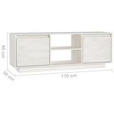 TV Cabinet White 110x30x40 cm Solid Pinewood - Extra Image