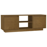TV Cabinet Honey Brown 110x30x40 cm Solid Pinewood - Front View