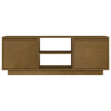 TV Cabinet Honey Brown 110x30x40 cm Solid Pinewood - 45-Degree Angle