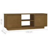 TV Cabinet Honey Brown 110x30x40 cm Solid Pinewood - Extra Image