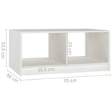 Coffee Table White 75x50x33.5 cm Solid Pinewood