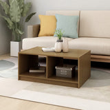 Coffee Table Honey Brown 75x50x33.5 cm Solid Pinewood - Side View