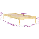 Bed Frame without Mattress Solid Wood 90x190 cm - Low Angle