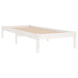 Bed Frame without Mattress White Solid Wood 90x190 cm - Side View