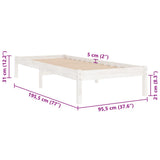 Bed Frame without Mattress White Solid Wood 90x190 cm - Low Angle
