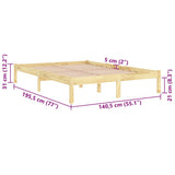 Bed Frame without Mattress Solid Wood 135x190 cm - Low Angle